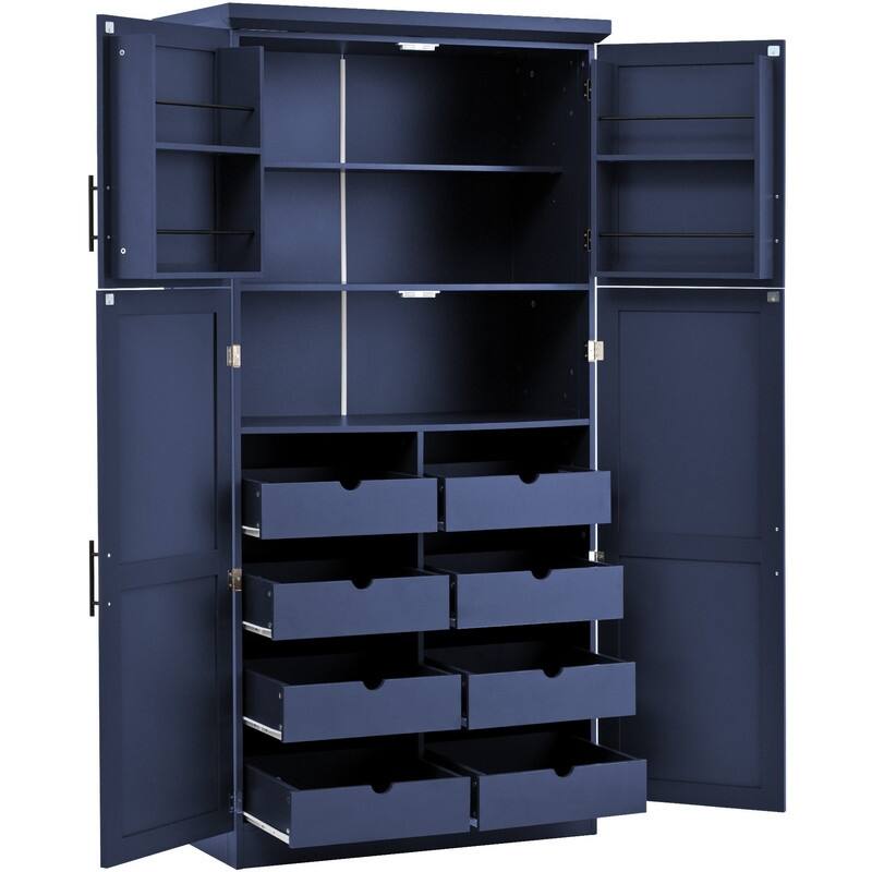 70.9"Tall Freestanding Kitchen Pantry Cabinet with Doors, Pull-out Trays and Adjustable Shelves for Organization