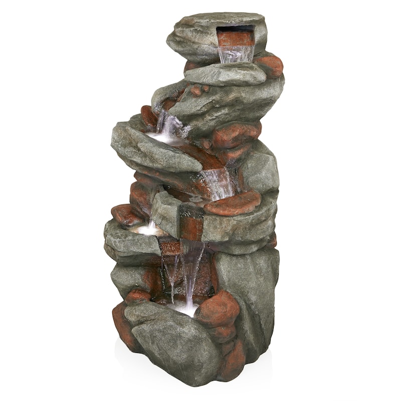 Cascading Stone Water Fountain with LED Lights