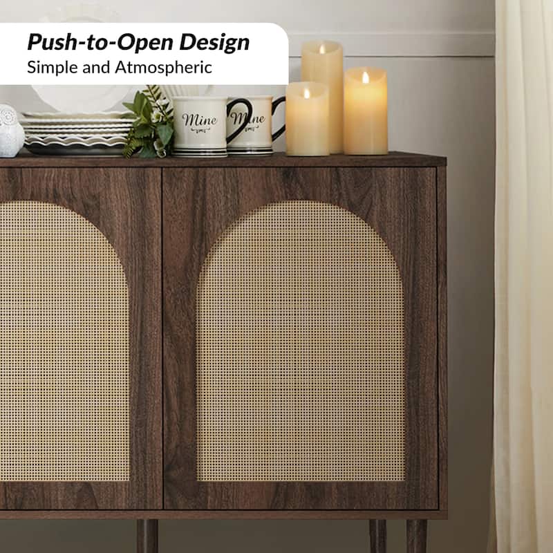 Ulysses Farmhouse Storage Rattan Sideboard with Adjustable Shelves by HULALA HOME