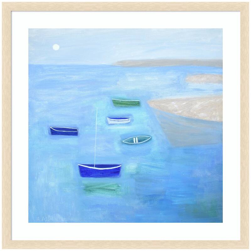 Kate and Laurel Framed Art Calm Waters by Guilana Lazzerini - 34x34 - Natural