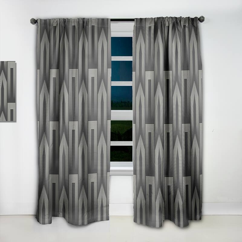 Designart 'Mimimal Black And White Design III' Mid-Century Modern Blackout Curtain Single Panel