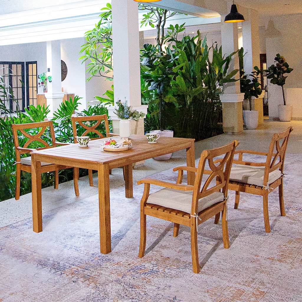 Cambridge Casual Lowell 5-Piece Teak Patio Dining Set with Cushion