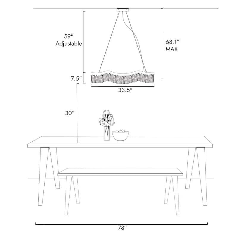 Modern Glam 1-Light LED Crystal Chandelier Kitchen Island Light for Dining Room - W 33.5" x H 9" x D 7.9"