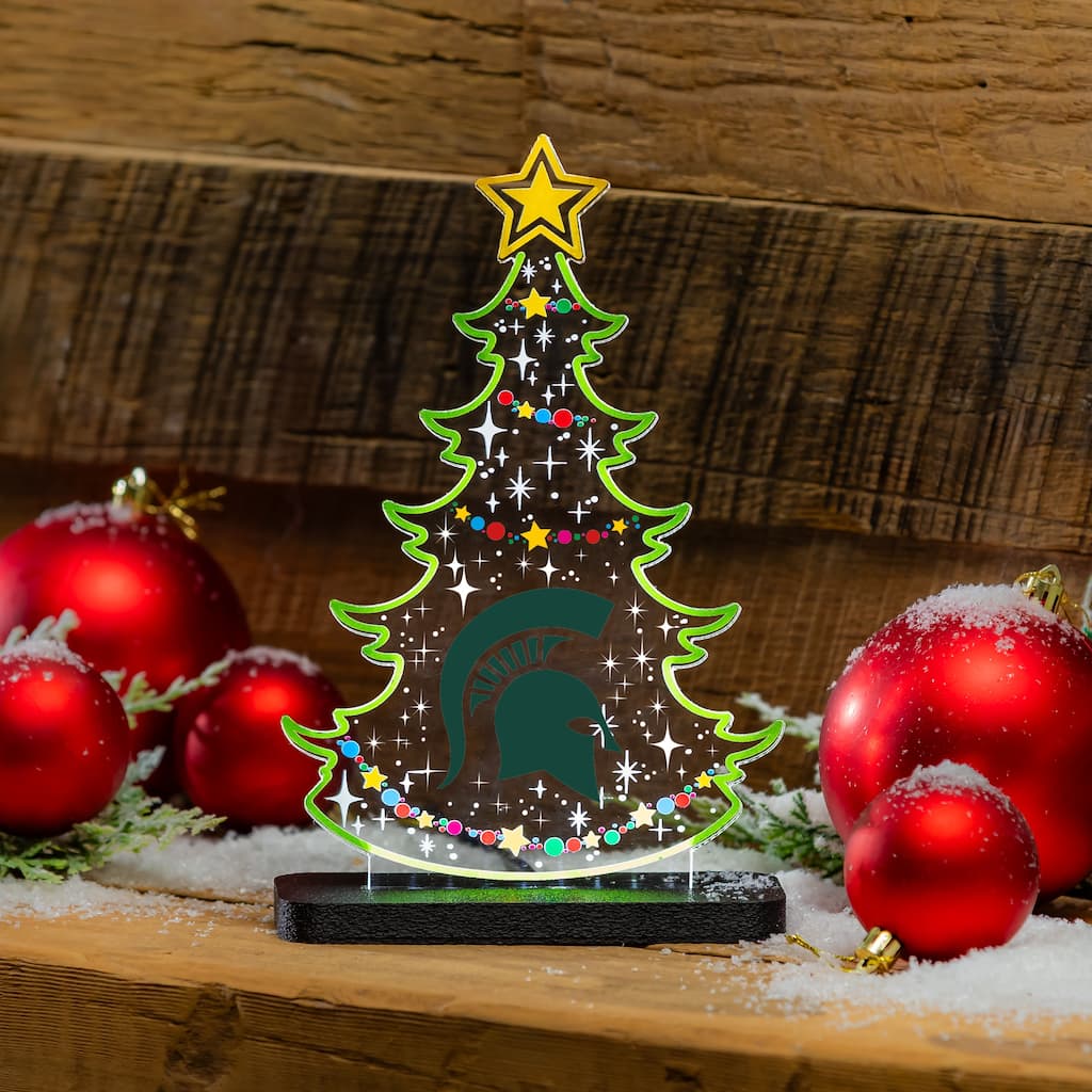 10" LED Tabletop Christmas Tree Desklite Sign, Michigan State University