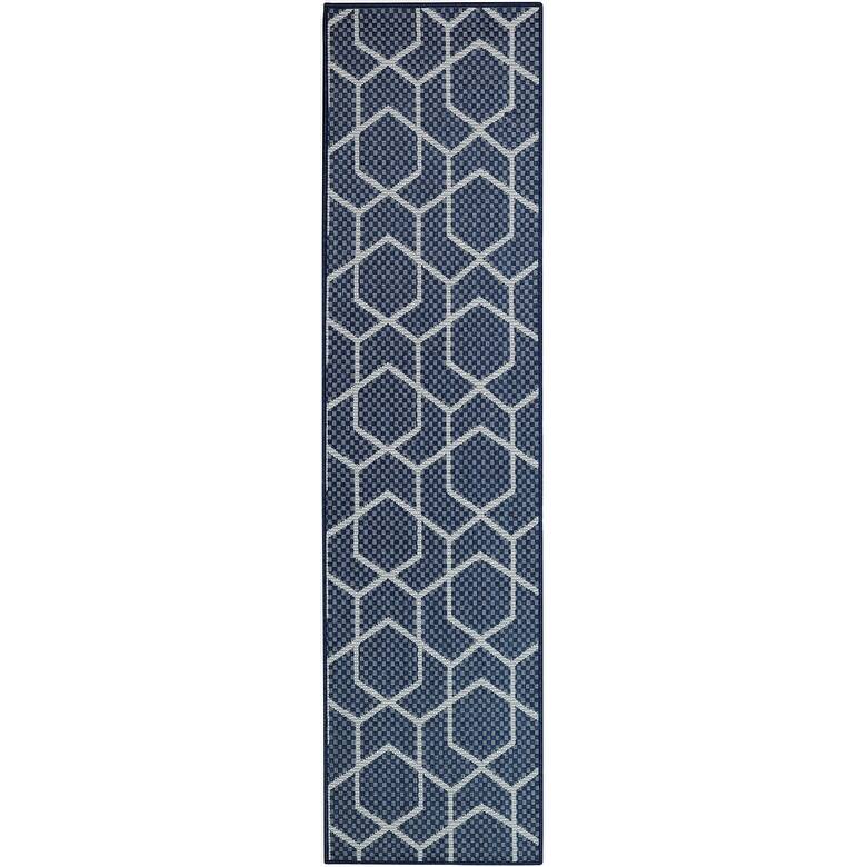 Nourison Horizon Indoor/Outdoor Geometric Area Rug - 2' x 6' - Navy