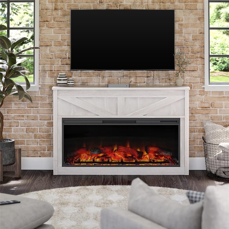 Avenue Greene Becken Ridge Wide Modern Farmhouse Mantel with Electric Fireplace