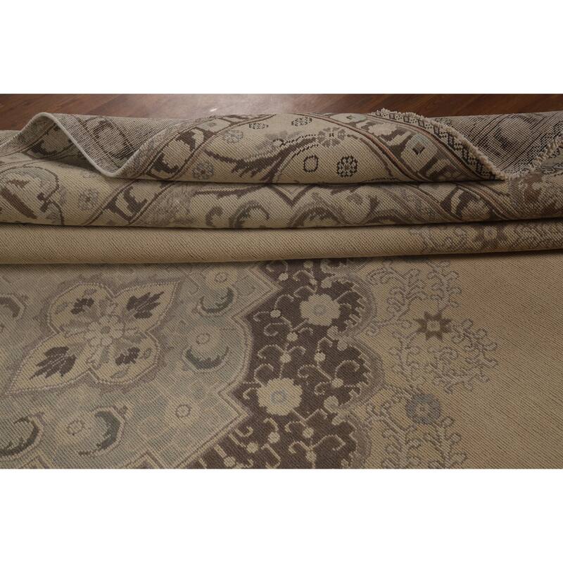 Tabriz Persian Vintage Area Rug Bedroom Hand-Knotted Wool Carpet - 9'6" x 12'11"