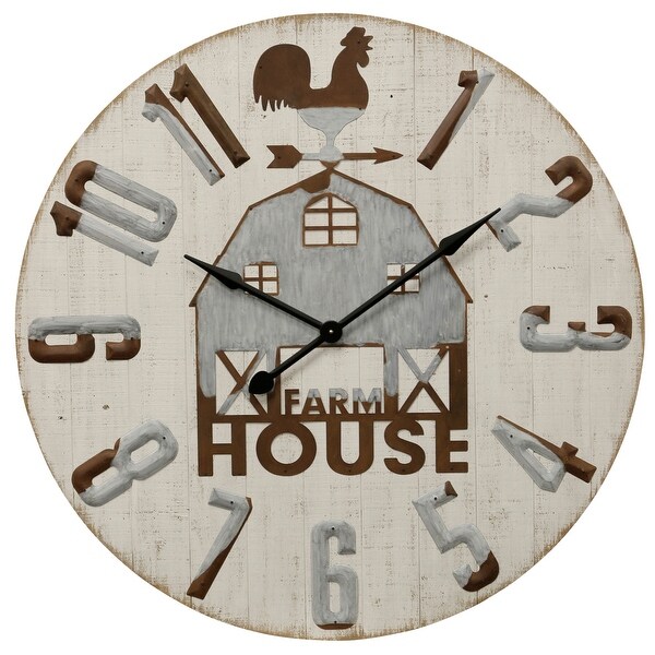 StyleCraft SC-WC2140 38 4/5" - "Farm House" Metal and Wood Analog Clock - White