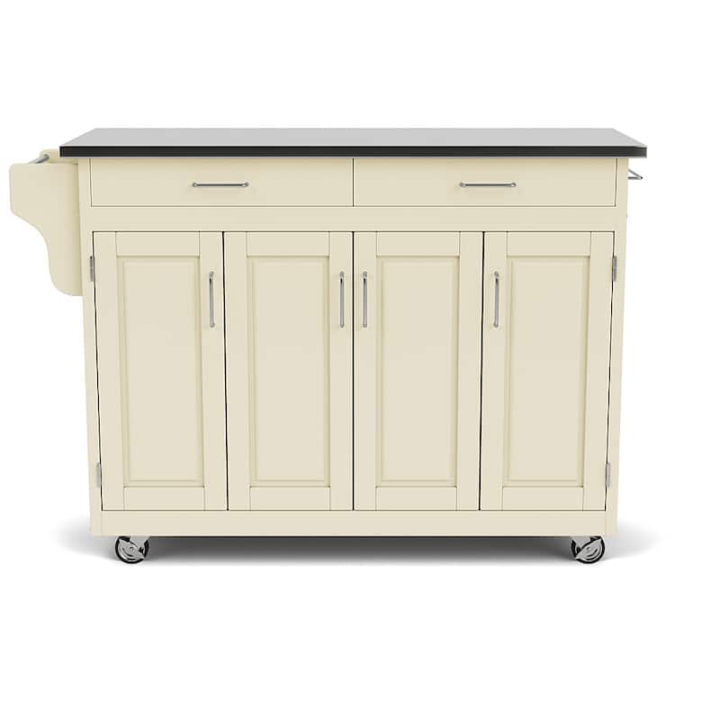 Copper Grove Puff Island White Finish with Stainless Steel Top Kitchen Cart