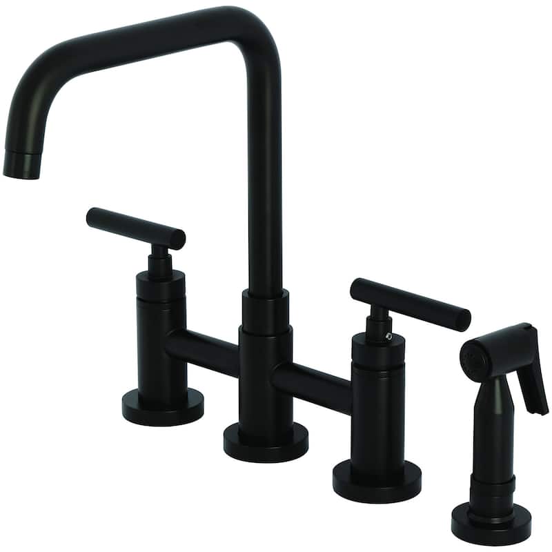 Kingston Brass KS828.CMLBS Manhattan 1.8 GPM Bridge Kitchen Faucet - Matte Black