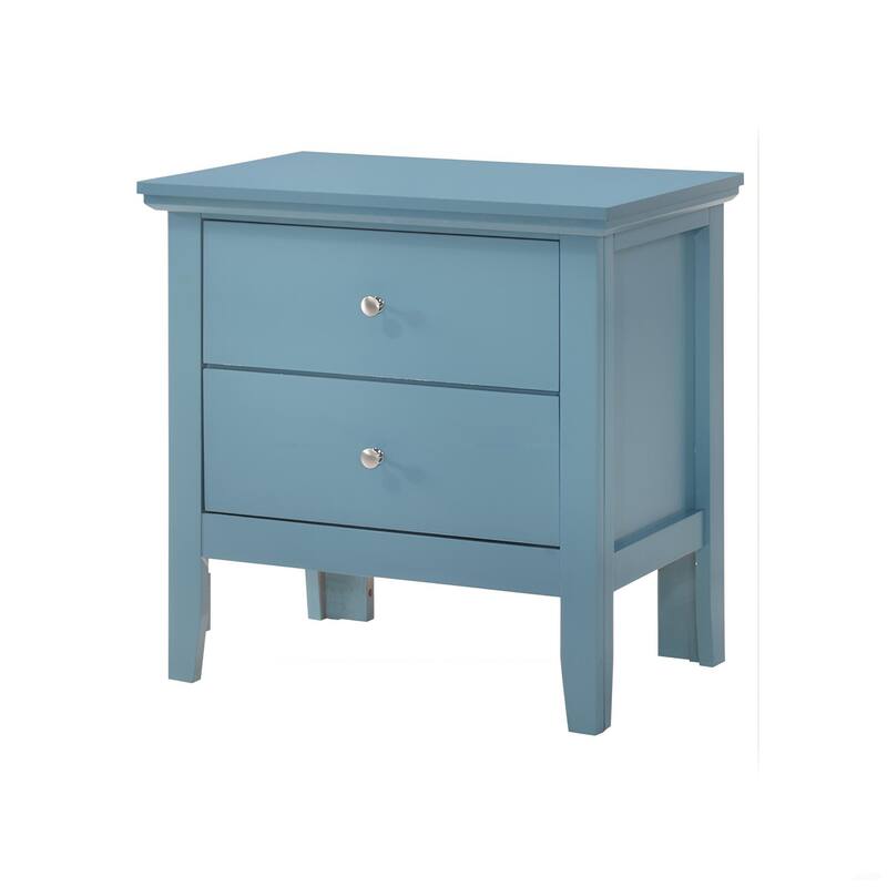Vivid Teal Nightstand with Two Drawers