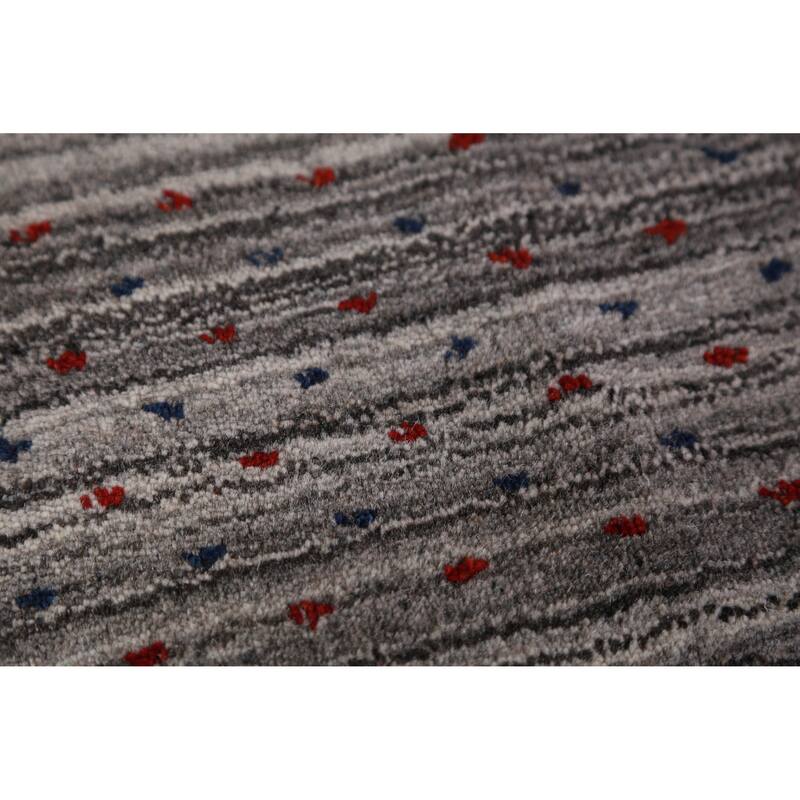 Hand Knotted Oriental 100% Wool Carpet Tribal Tribal Greys & Charcoal Gabbeh Area Rug - 9' 9'' X 8' 2''