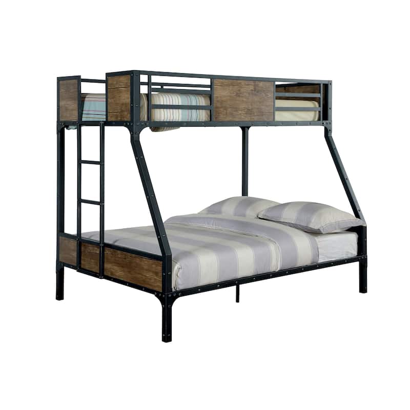 Jown Industrial Black 3-Piece Gel Memory Mattress & Metal Bunk Bed Set by Furniture of America