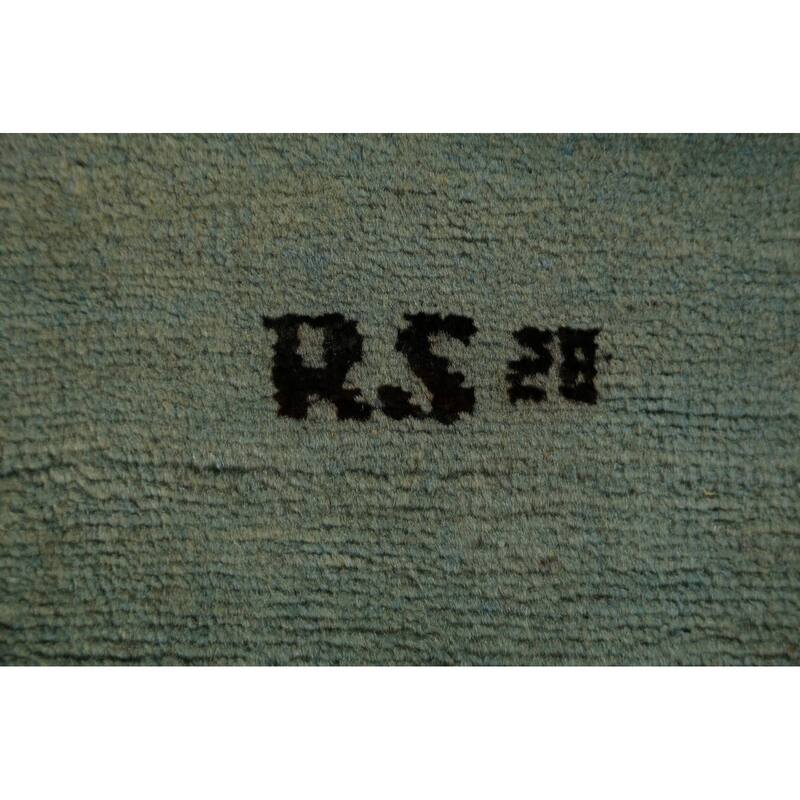 Green & Blue Gabbeh Modern Rug Handmade Stripe Wool Carpet - 3'4" x 4'10"