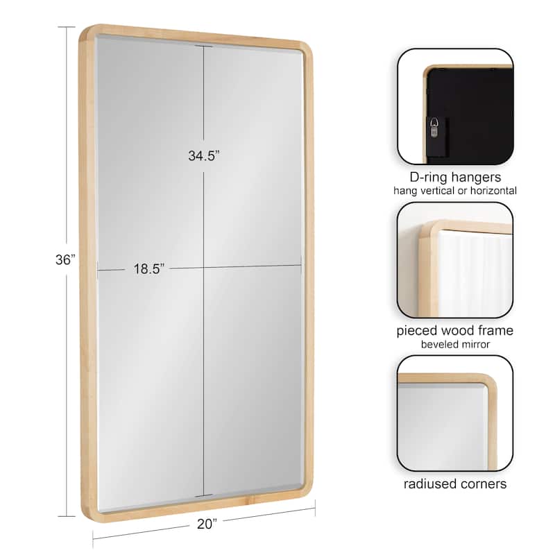 Kate and Laurel McLean Wood Radius Rectangle Wall Mirror