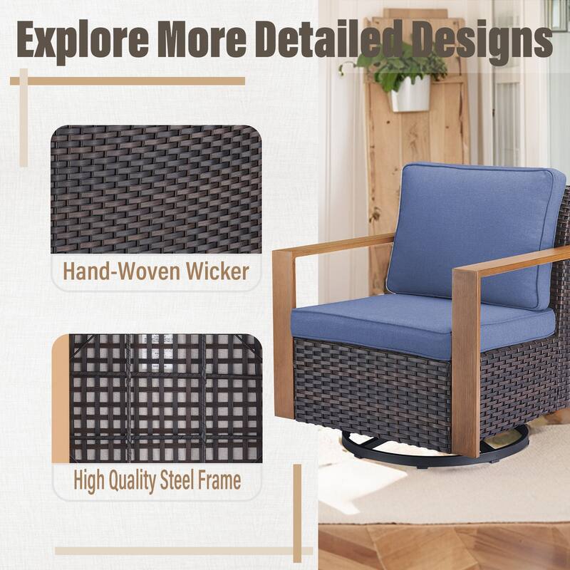 Gymojoy Outdoor Swivel Gliders Rocker Chairs 2 Pieces - Brown