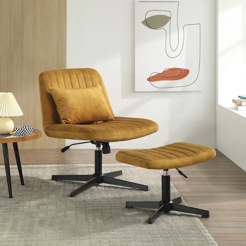 Art Leon Swivel and Adjustable Accent Chair with Ottoman