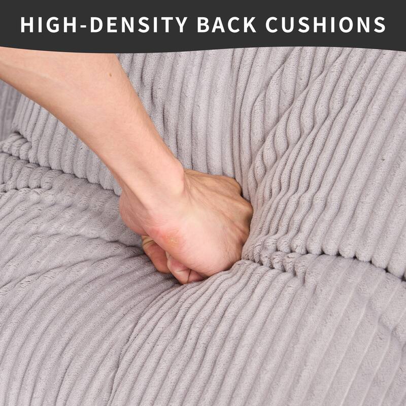 101.6" L-Shaped Corduroy Sectional Sofa with Chaise & Pillows