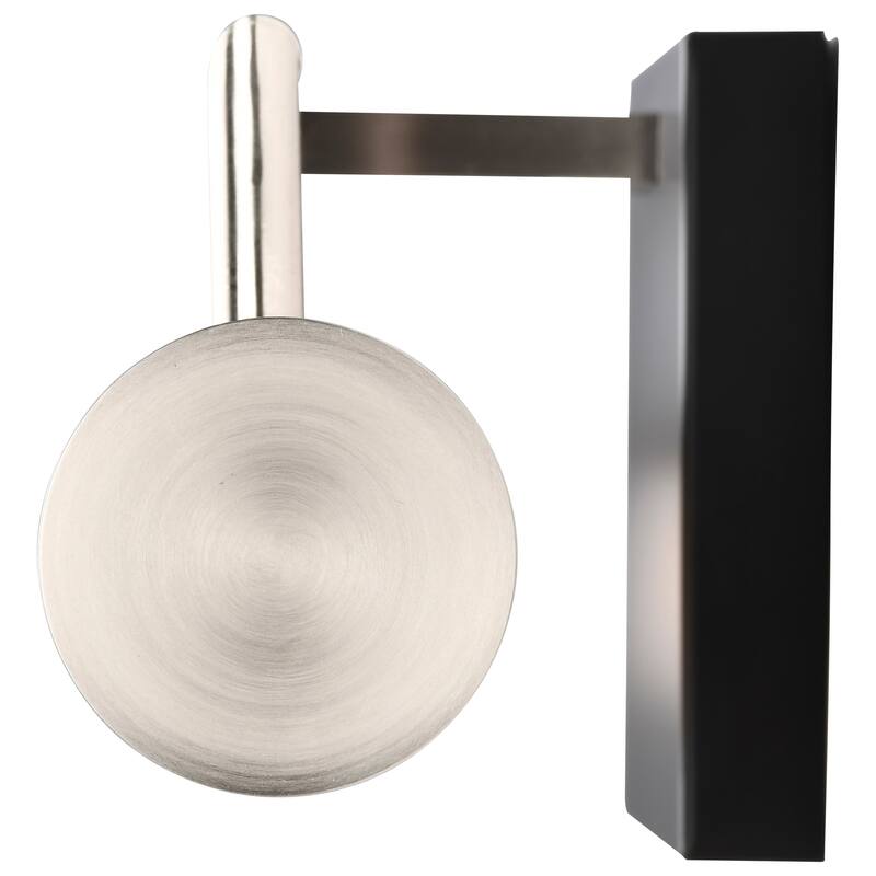 Solano LED Medium Vanity Black and Brushed Nickel Finish White Acrylic Lens