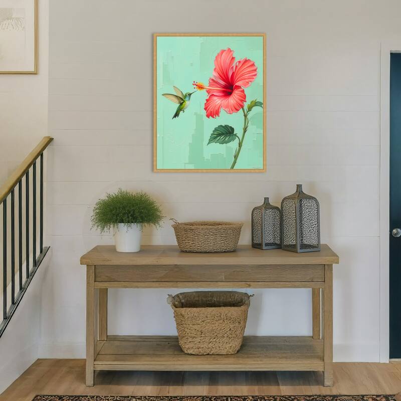 That One Time a Bird Visited My Garden by Kintsugi99 Framed Canvas Wall Art Print