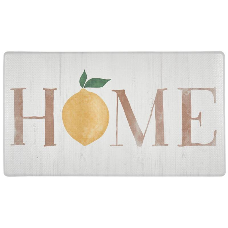 SoHome Cozy Living Home Lemon Anti-Fatigue Kitchen Mat, Off White/Yellow - 17.5"x30"