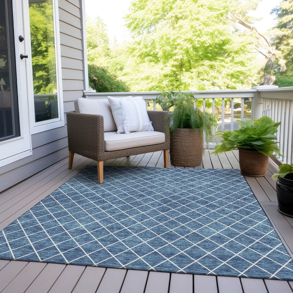 Machine Washable Indoor/ Outdoor Chantille Diamond Trellis Rug