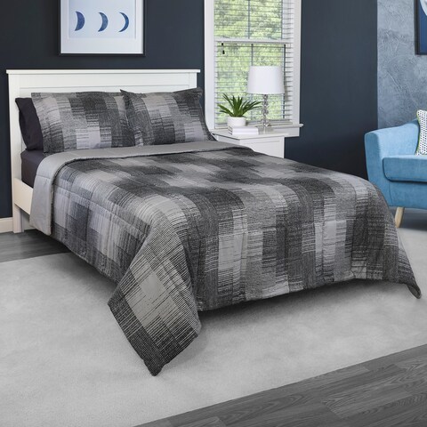 Shaded Stripe Grey Microfiber Comforter Set