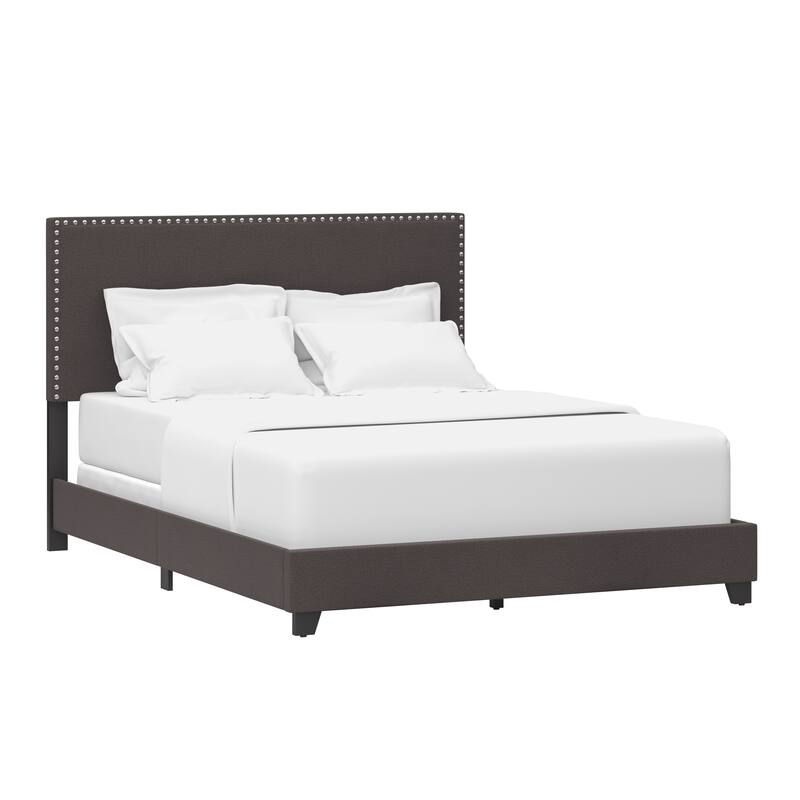 Gayle Nailhead Trim Upholstered Bed, by Hillsdale