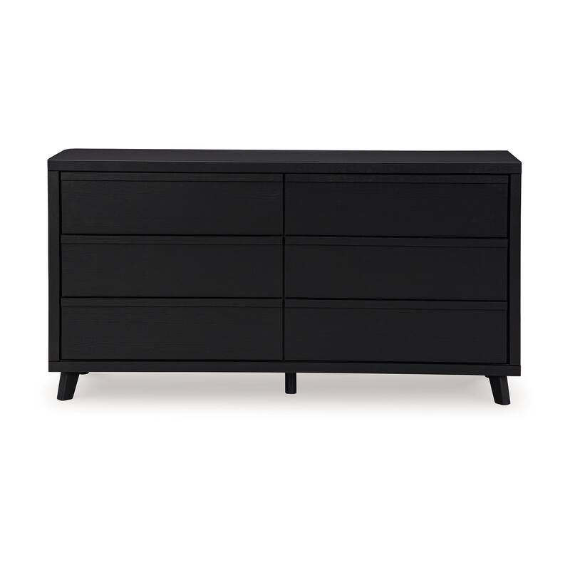 Danzi 62 Inch Dresser, 6 Storage Drawers, Modern Black Laminate Finish