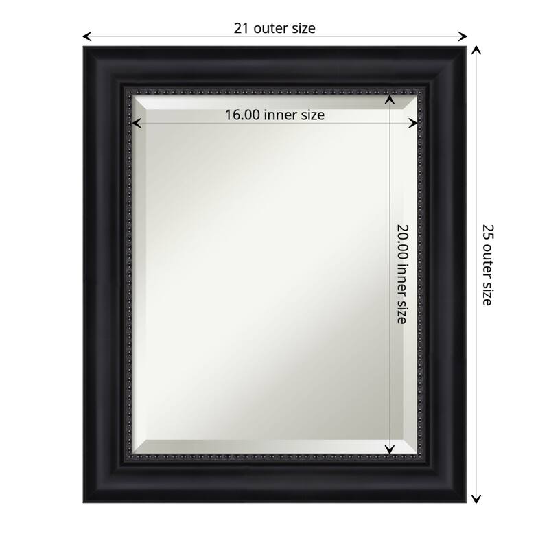 Beveled Bathroom Wall Mirror - Astor Frame - Outer Size: 21 x 25 in - Astor Black