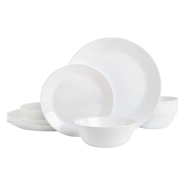 slide 2 of 6, Gibson Home Ultra Break and Chip Resistant 18 Piece Dinnerware Set, Opal Glass