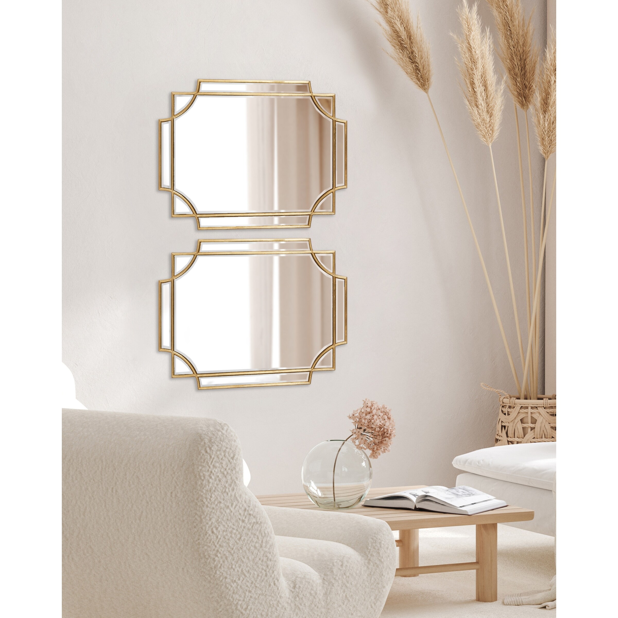 KATE and Laurel Minuette Decorative Rectangle Frame Wall Mirror in Gold