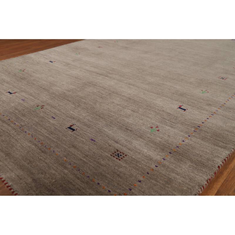 Hand Knotted Oriental 100% Wool Carpet Tribal Animal Pictorial Brown Gabbeh Area Rug - 8' 0'' X 5' 2''