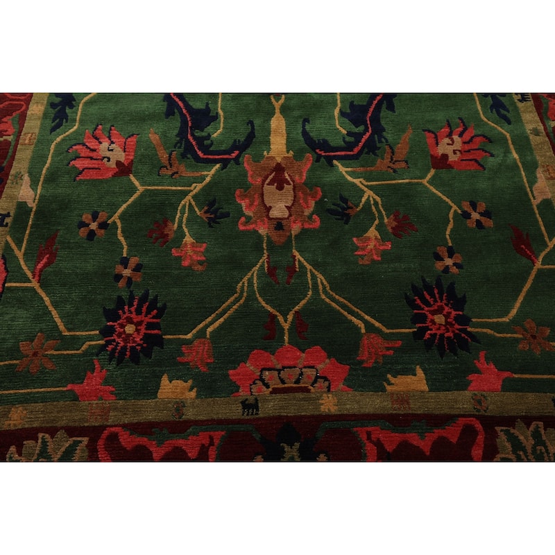 8x10 Hand Knotted Wool Green Tibetan Plush Pile Tufenkian Area Rug - 8' x 10'