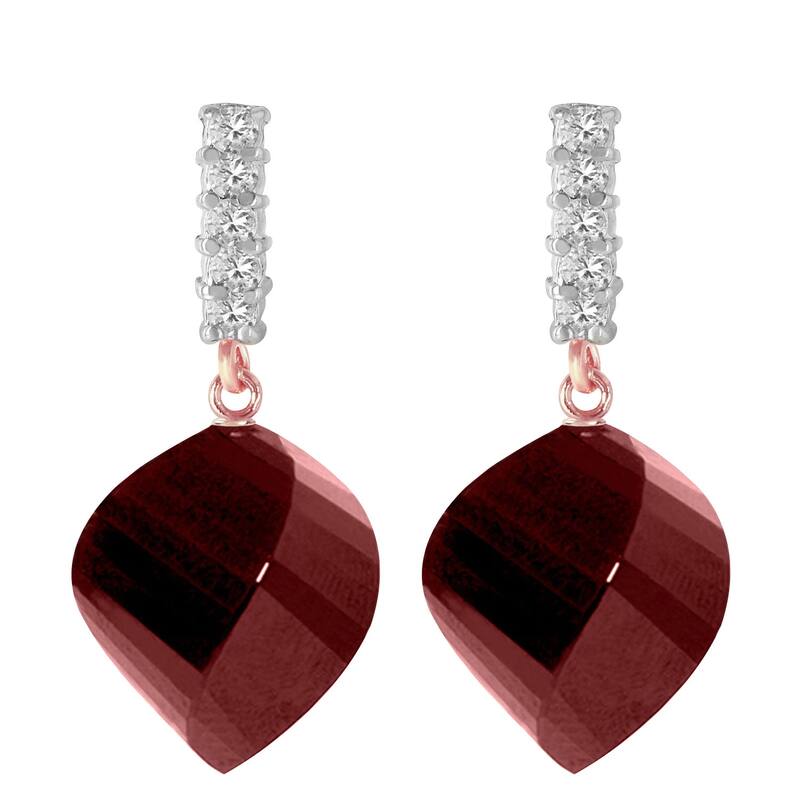 30.65 Carat 14K Solid Gold Gemstone Earrings Diamond Ruby