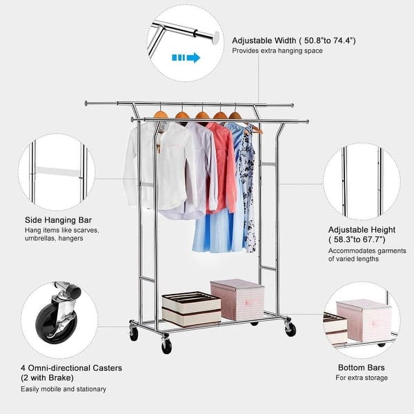 Shop Langria Commercial Grade Double Rod Garment Rack Collapsible