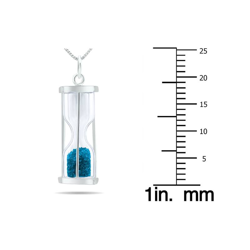 3/4 carat tw genuine December Blue Topaz birthstone Hourglass Pendant Necklace -Tooth Fairy Pixie Dust Gift 925 Sterling Silver