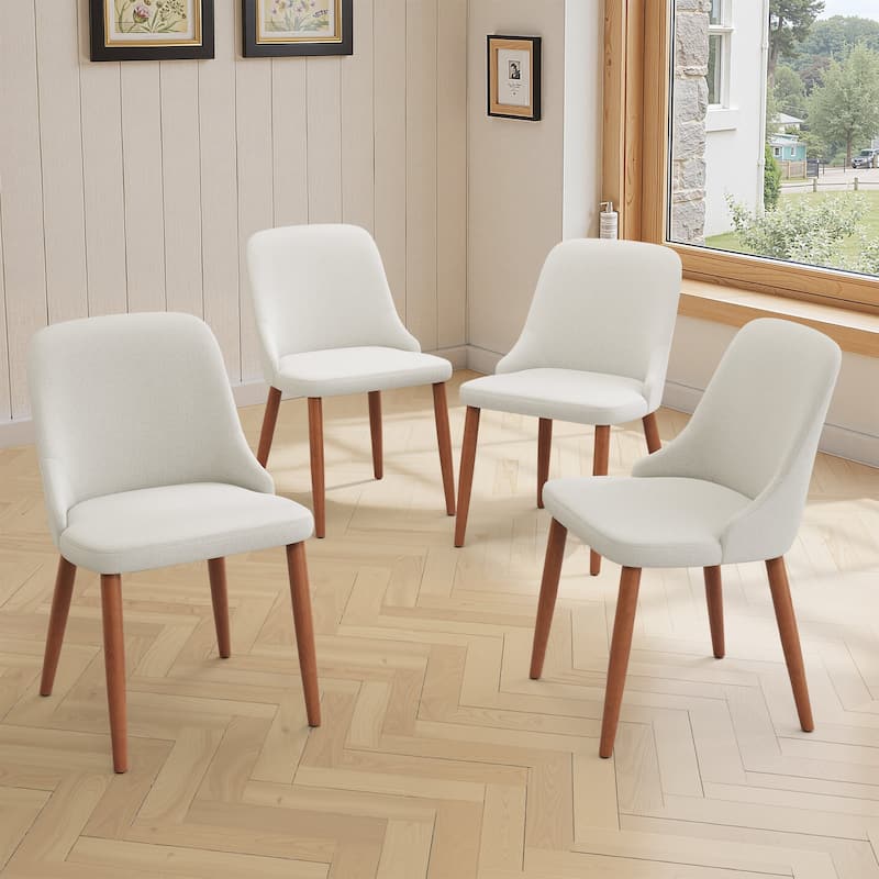 Modern Dining Chair Upholstered Accent Chairs with Solid Wood Legs