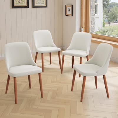 Modern Dining Chair Upholstered Accent Chairs with Solid Wood Legs