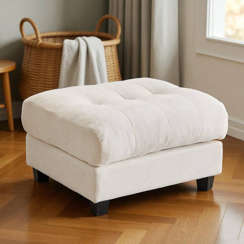 93" 3+1 Seater Sofa with Ottoman, Adjustable 4-Position Backrest, Soft Chenille Upholstery and 3 Pillows for Living Room