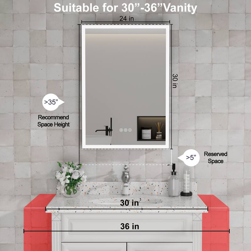 Kylo Aluminum LED Medicine Cabinet with Mirror, Dimmable, Anti-Fog, Recessed/Wall Mount