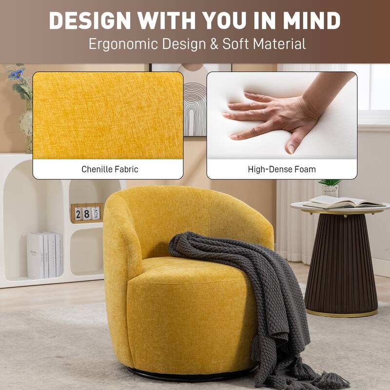 Ouyessir Accent Upholstered Round Velvet 360 Degree Swivel Sofa Chairs