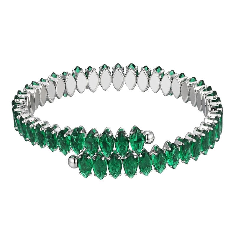 Victoria Townsend Cubic Zirconia Marquise Cuff Bracelet - Green