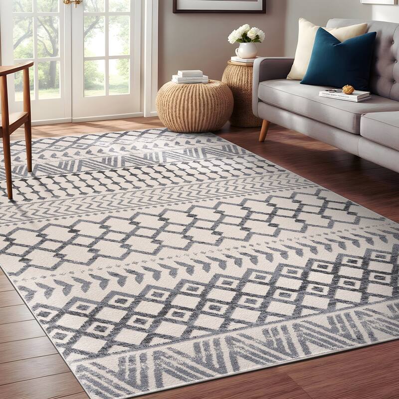 Beverly Rug Diamond Moroccan Bohemian Trellis Indoor Area Rug