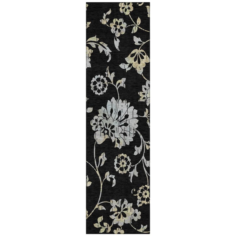 Machine Washable Indoor/ Outdoor Chantille Modern Floral Rug