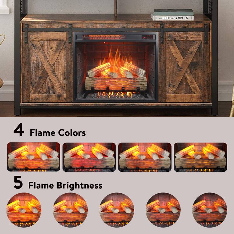 23" Infrared Heating Electric Fireplace Insert, with Log Set & Realistic Flame