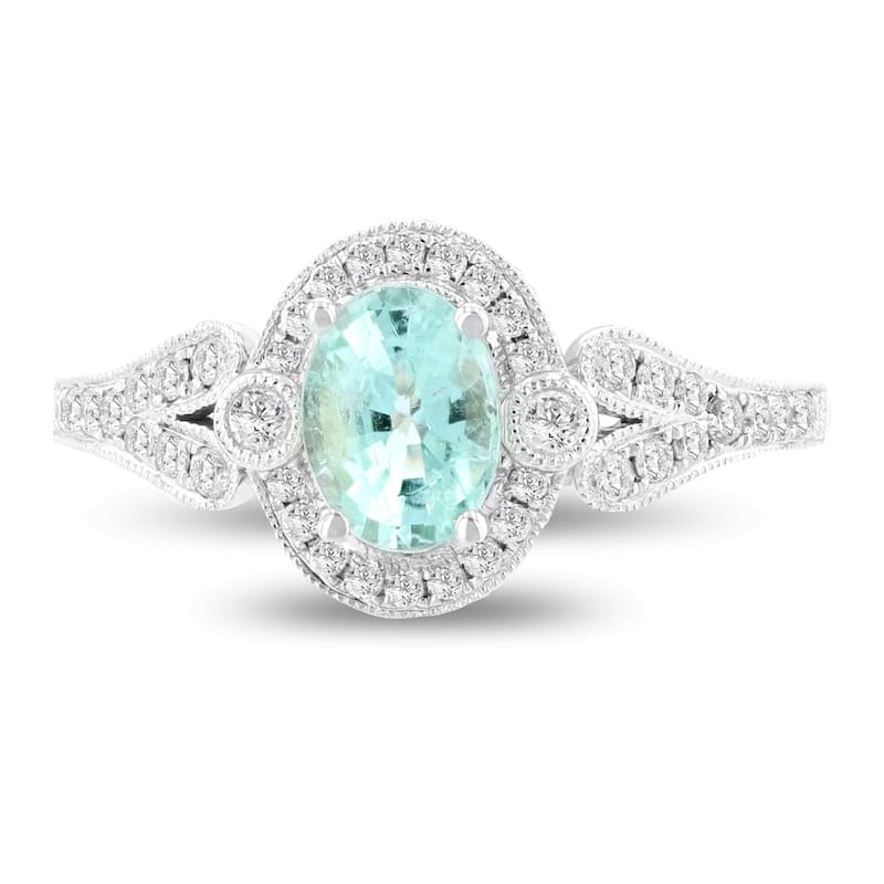 Auriya 18k White Gold 3/4ct Paraiba Tourmaline and 1/3ct TDW Diamond Ring