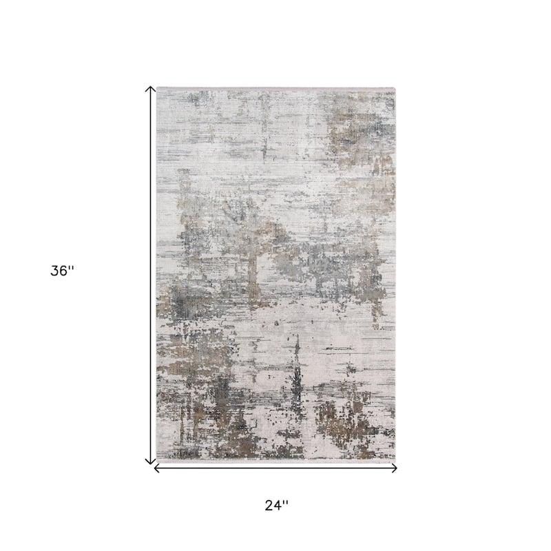 HomeRoots Abstract Contemporary Rectangle Area Rug - 36.00 in. x 24.00 in. x 0.30 in.