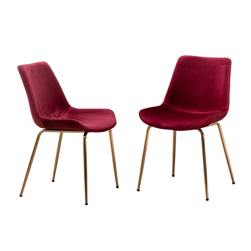 Modern 2 Piece Velvet Dining Chair Set with Floor Protector, Backrest, Upholstered for Dining Room Kitchen Bedroom Living Room