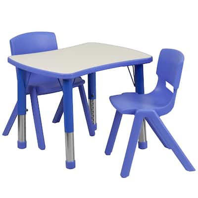 21.875"W x 26.625"L Rectangle Plastic Activity Table Set with 2 Chairs